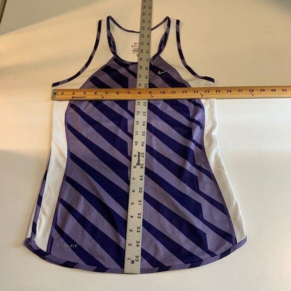 Nike Tank Top Womens XS Extra Small Purple Striped Dri Fit Mesh Panels Running - Picture 8 of 13